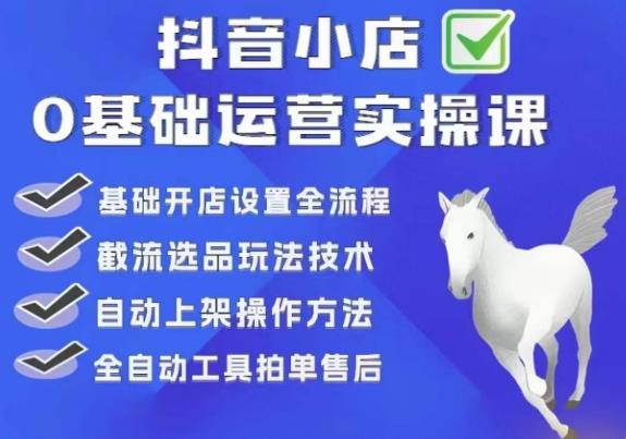 白马电商·0基础抖店运营实操课，基础开店设置全流程，截流选品玩法技术-观智斋电商课程站
