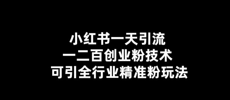 小红书一天引流一二百创业粉技术，可引全行业精准粉玩法【仅揭秘】-观智斋电商课程站