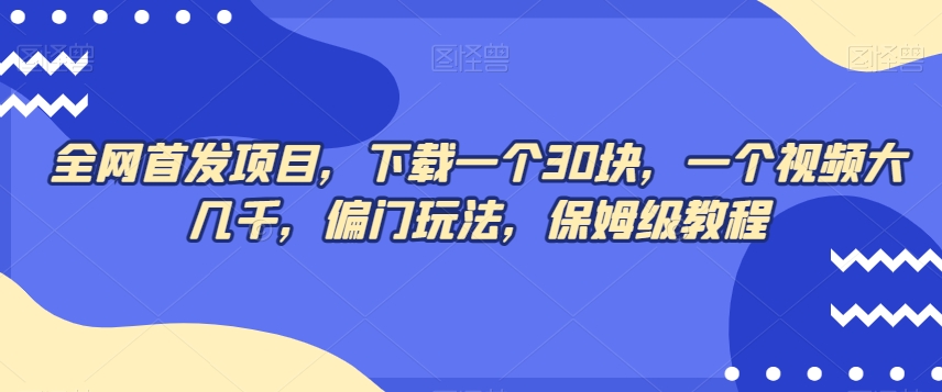 全网首发项目，下载一个30块，一个视频大几千，偏门玩法，保姆级教程-观智斋电商课程站
