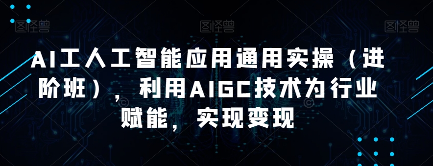 AI工人工智能应用通用实操（进阶班），利用AIGC技术为行业赋能，实现变现-观智斋电商课程站