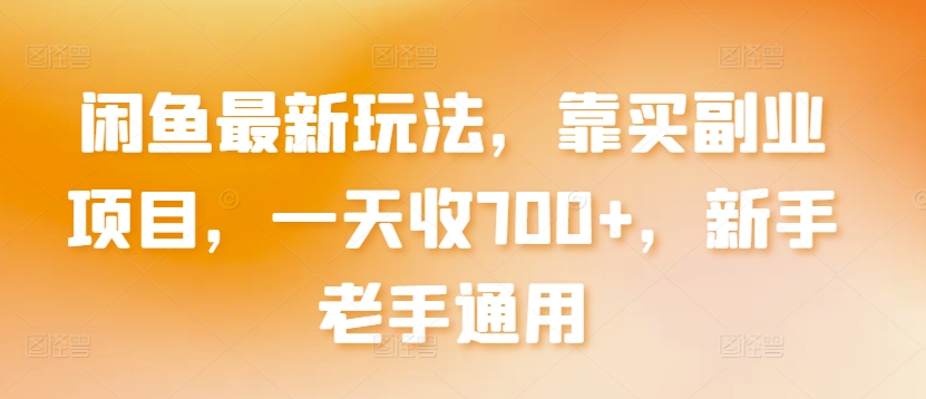 闲鱼最新玩法，靠买副业项目，一天收700+，新手老手通用【揭秘】-观智斋电商课程站