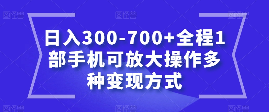 日入300-700+全程1部手机可放大操作多种变现方式【揭秘】-观智斋电商课程站