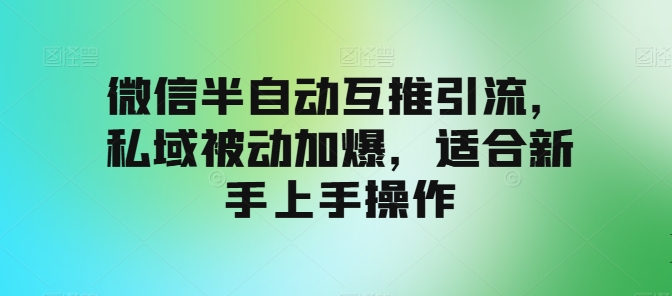 微信半自动互推引流，私域被动加爆，适合新手上手操作-观智斋电商课程站
