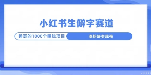 小红书生僻字玩法，快速涨分变现详解-观智斋电商课程站