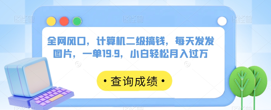 全网风口，计算机二级搞钱，每天发发图片，一单19.9，小白轻松月入过万【揭秘】-观智斋电商课程站