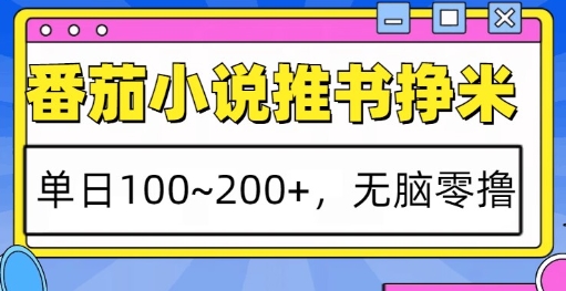 番茄小说推书挣米，单日100-200+，无脑零撸，实操流程-观智斋电商课程站