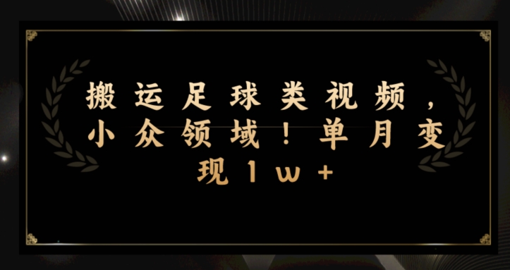 搬运足球类视频，小众领域！单月变现1w+-观智斋电商课程站