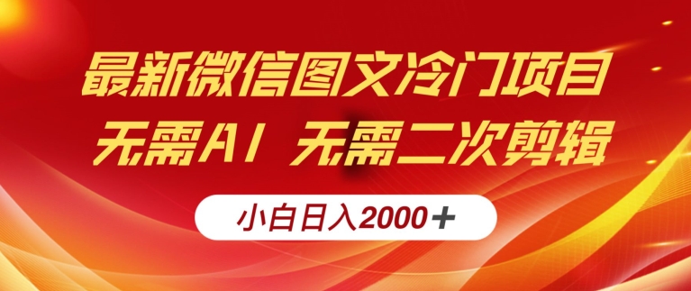 最新微信图文冷门项目，简单搬运无需AI不费力，小白日入2000+实操教程-观智斋电商课程站