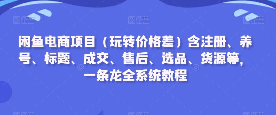 闲鱼电商项目（玩转价格差）含注册、养号、标题、成交、售后、选品、货源等，一条龙全系统教程-观智斋电商课程站