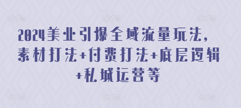 2024美业引爆全域流量玩法，素材打法 付费打法 底层逻辑 私城运营等-观智斋电商课程站