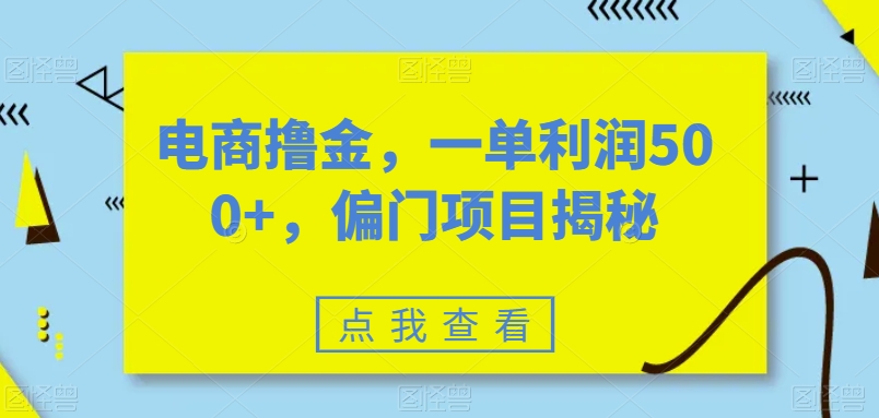 电商撸金，一单利润500+，偏门项目揭秘-观智斋电商课程站