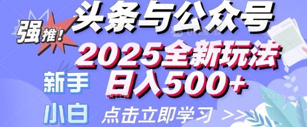 头条与公众号2025全新玩法日入多张 小白新手都可以轻松上手 操作简单-观智斋电商课程站