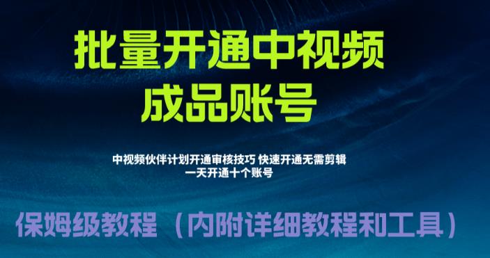 外面收费1980的暴力开通中视频计划教程，内附详细的快速通过中视频伙伴计划的办法-观智斋电商课程站