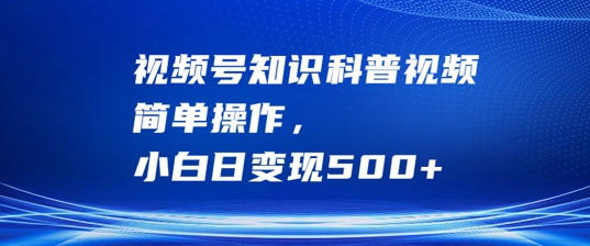 视频号知识科普视频，简单操作，小白日变现500+【揭秘】-观智斋电商课程站