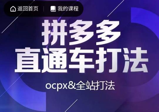 互力·拼多多直通车打法，ocpx&全站打法-观智斋电商课程站