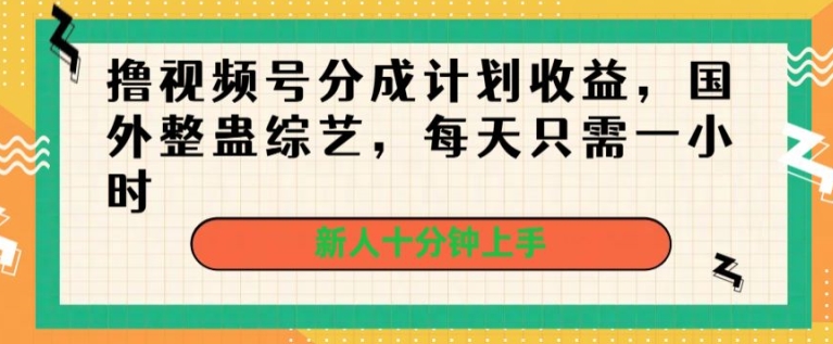 撸视频号分成计划收益，国外整蛊综艺，每天只需一小时，新人十分钟上手-观智斋电商课程站