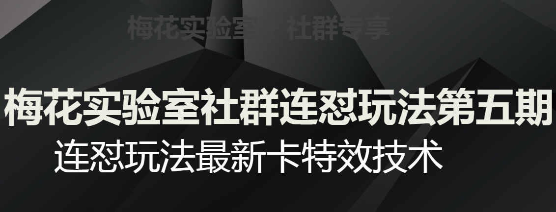 梅花实验室社群连怼玩法第五期，视频号连怼玩法最新卡特效技术-观智斋电商课程站
