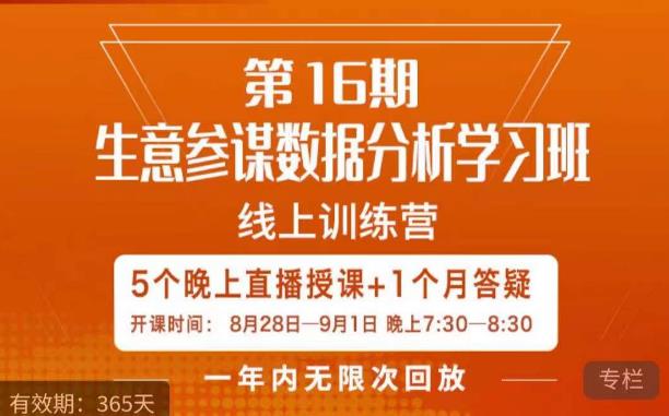 宁静·生意参谋数据分析学习班，解决商家4大痛点，学会分析数据，打造爆款！-观智斋电商课程站