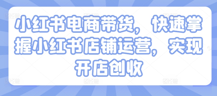 小红书电商带货，快速掌握小红书店铺运营，实现开店创收-观智斋电商课程站
