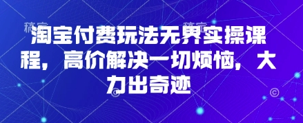 淘宝付费玩法无界实操课程，高价解决一切烦恼，大力出奇迹-观智斋电商课程站