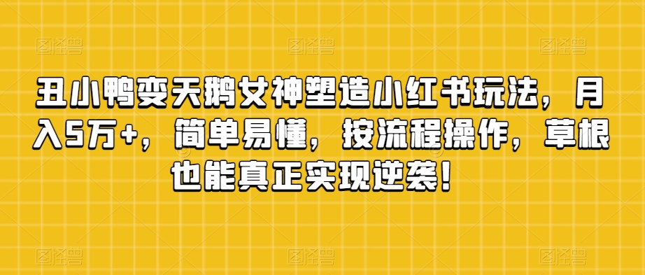 丑小鸭变天鹅女神塑造小红书玩法，月入5万+，简单易懂，按流程操作，草根也能真正实现逆袭！-观智斋电商课程站