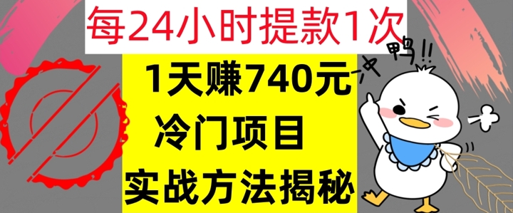 1天赚740元，24小时提款1次，冷门项目，实战方法公开【干货】-观智斋电商课程站