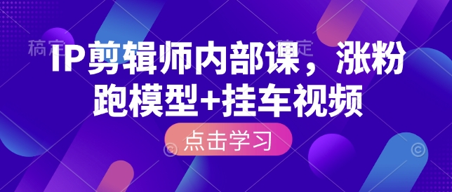 IP剪辑师内部课，涨粉跑模型+挂车视频-观智斋电商课程站