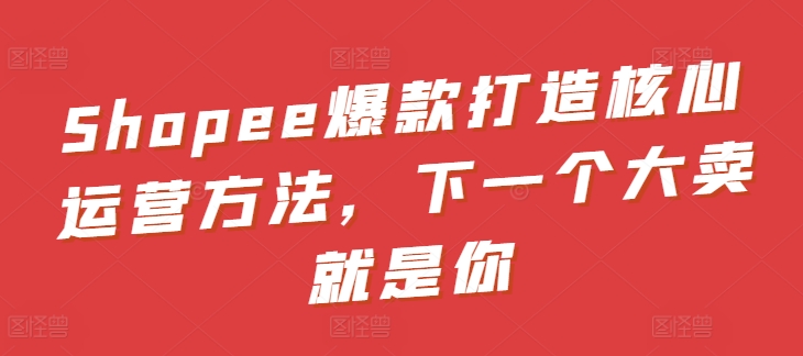 Shopee爆款打造核心运营方法，下一个大卖就是你-观智斋电商课程站