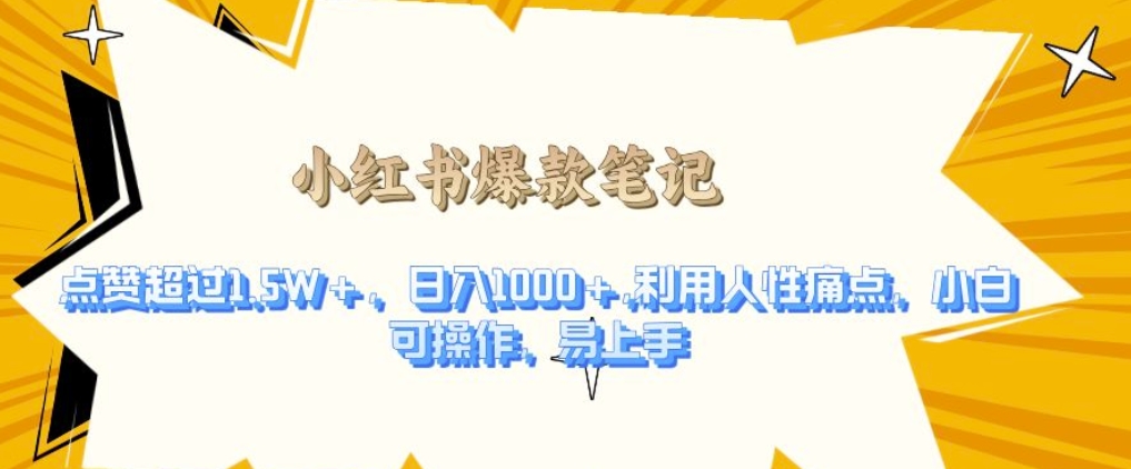 利用人性的痛点，打造爆款笔记，获得点赞超过1.5W+，日入1k【揭秘】-观智斋电商课程站
