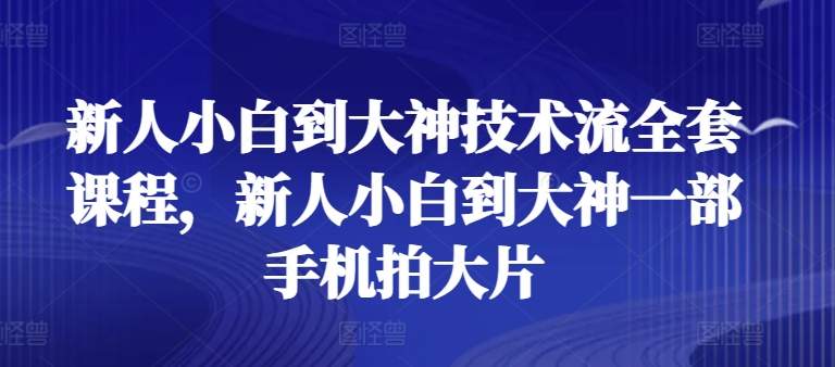 新人小白到大神技术流全套课程，新人小白到大神一部手机拍大片-观智斋电商课程站