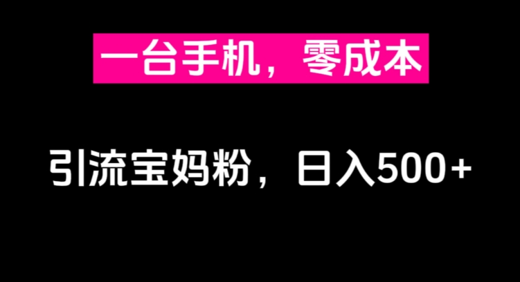 一台手机，零成本引流宝妈粉，日入500+-观智斋电商课程站