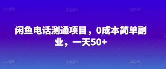闲鱼电话测通项目，0成本简单副业，一天50+-观智斋电商课程站