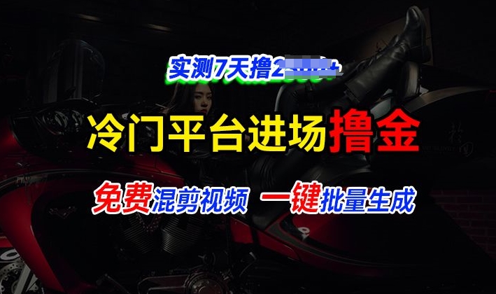 全新冷门平台视频，快速免费进场搞米，通过混剪视频一键批量生成，实测7天撸上千-观智斋电商课程站