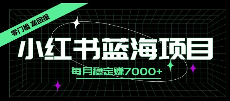 小红书蓝海项目，零门槛、高回报，每月稳定赚7000+-观智斋电商课程站