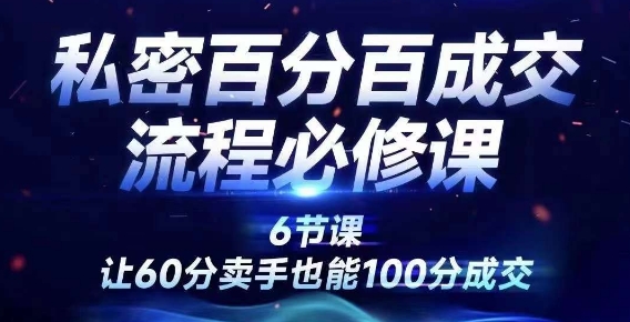 私密百分百成交流程线上训练营，绝对成交，让60分卖手也能100分成交-观智斋电商课程站