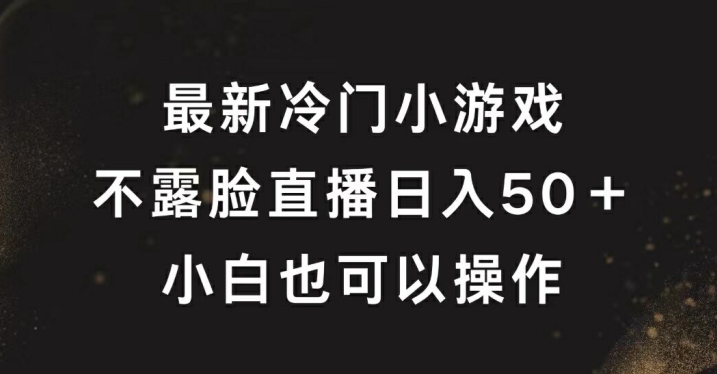 最新冷门游戏不露脸直播，轻松日入50+，小白也可操作-观智斋电商课程站