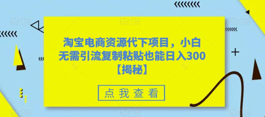 淘宝电商资源代下项目，小白无需引流复制粘贴也能日入300＋【揭秘】-观智斋电商课程站