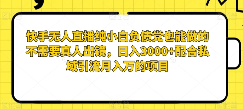 快手无人直播纯小白负债党也能做的不需要真人出镜，日入3000+配合私域引流月入万的项目-观智斋电商课程站