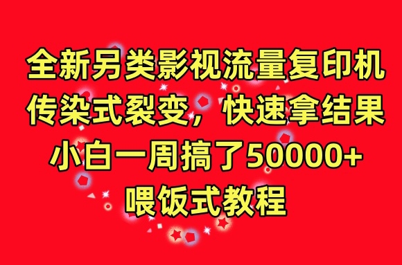 全新另类影视流量复印机，传染式裂变，快速拿结果，小白一周搞了50000+，喂饭式教程【揭秘】-观智斋电商课程站