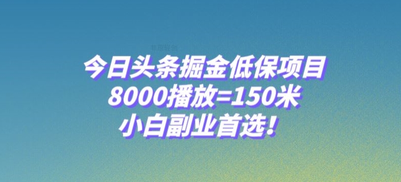 今日头条掘金低保项目，8000播放=150米，小白副业首选【揭秘】-观智斋电商课程站
