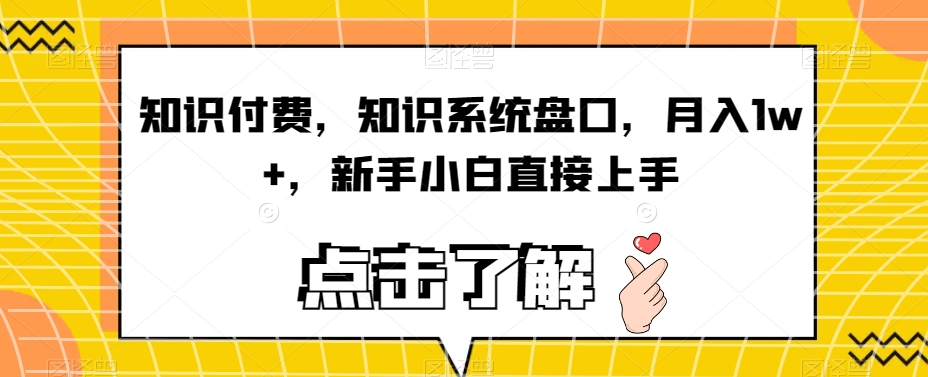 知识付费，知识系统盘口，月入1w+，新手小白直接上手-观智斋电商课程站