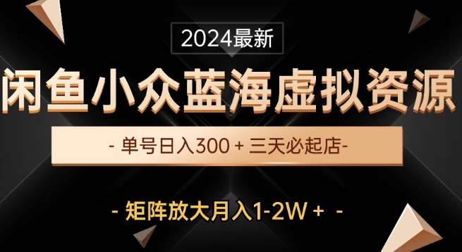 最新闲鱼小众蓝海虚拟资源，单号日入300+，三天必起店，矩阵放大月入1-2W-观智斋电商课程站