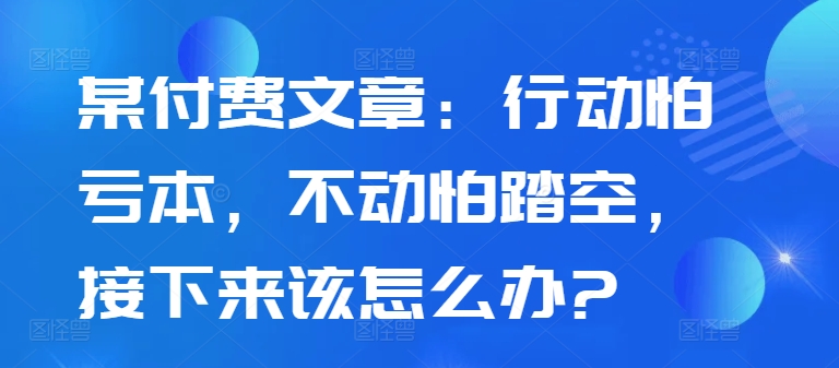 某付费文章：行动怕亏本，不动怕踏空，接下来该怎么办?-观智斋电商课程站