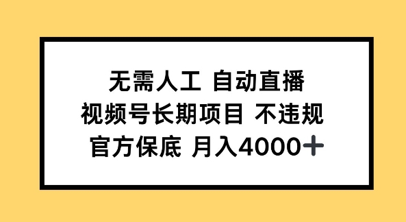 无需人工自动直播，视频号长期项目 不违规，官方保底月入4k左右-观智斋电商课程站