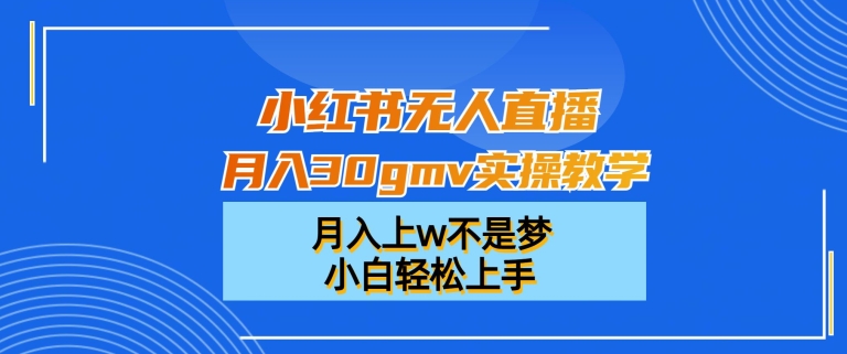 小红书无人直播月入30gmv实操教学，月入上w不是梦，小白轻松上手【揭秘】-观智斋电商课程站