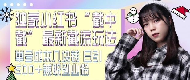 最新小红书截流玩法 独家截中截 单号成本几块钱 日引500+CY粉JZ粉-观智斋电商课程站