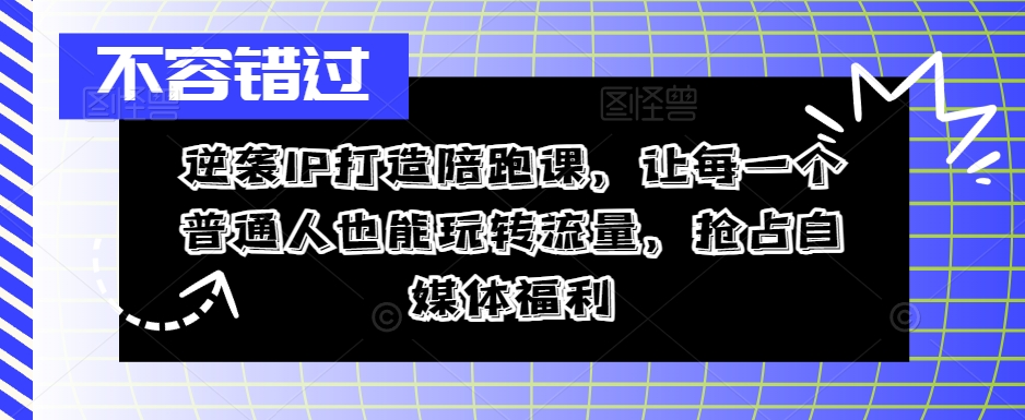 逆袭IP打造陪跑课，让每一个普通人也能玩转流量，抢占自媒体福利-观智斋电商课程站