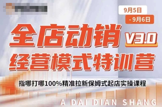 全店动销经营模式特训营，指哪打哪100%精准拉新保姆式起店实操课程-观智斋电商课程站