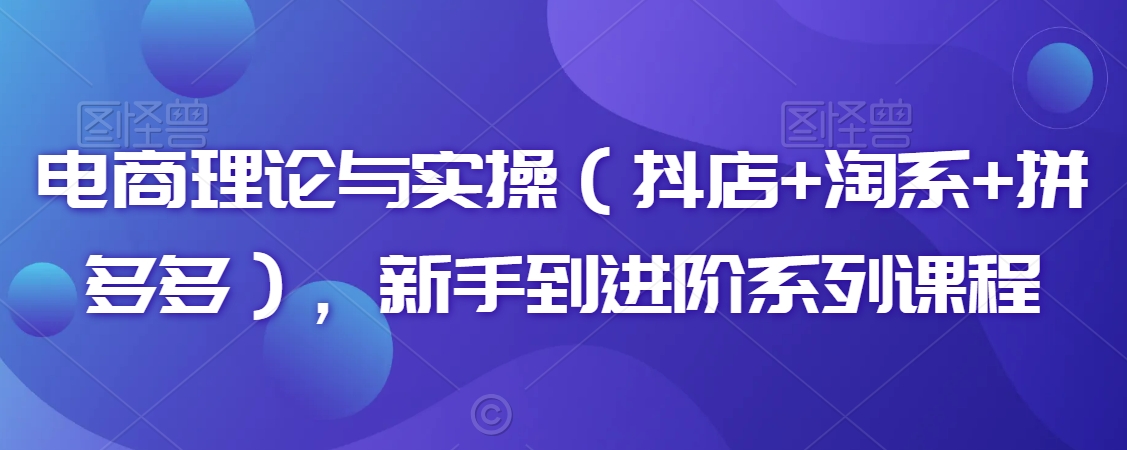 电商理论与实操（抖店+淘系+拼多多），新手到进阶系列课程-观智斋电商课程站
