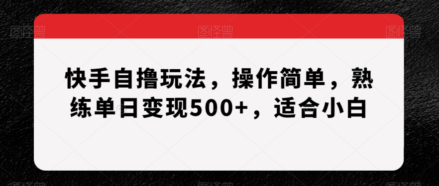 快手自撸玩法，操作简单，熟练单日变现500+，适合小白【揭秘】-观智斋电商课程站